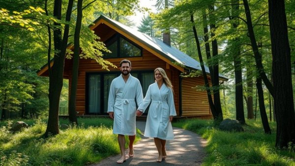 Spring Spa Trail Escape with couple at forest spa retreat