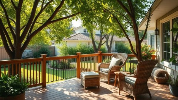 Serene garden deck showcasing sustainable landscaping ideas.