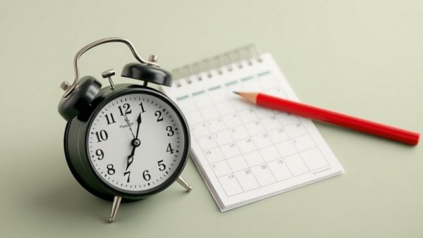 Vintage clock and calendar on green background, symbolizing mortgage industry strategies planning.