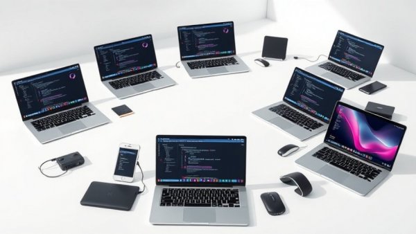 Modern Framework Laptop 13 Pro setup with gadgets in minimal setting.