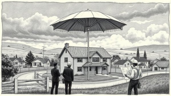 Illustration of homes for sale in Macon with umbrella protection.
