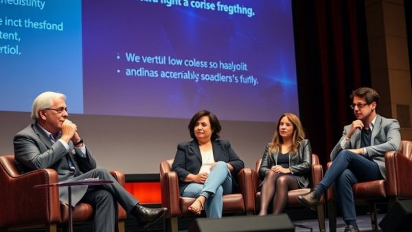 Panel discussion on neurotechnology innovations with three speakers on stage.