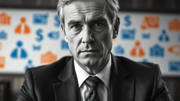 Monochrome legal setting with businessman, legal context.