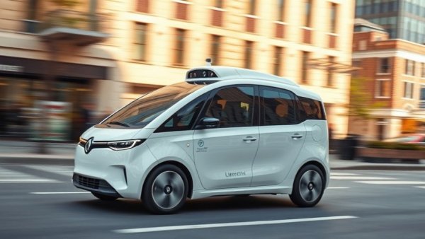 Autonomous vehicle on city street highlighting technology challenges.