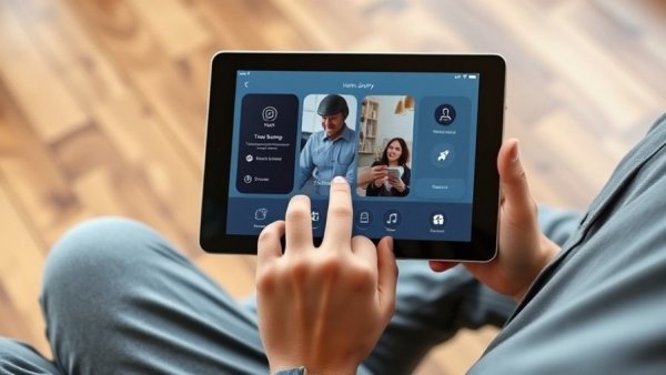 Tablet showing home security system for alarm system upgrade