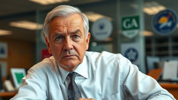 Serious older man at desk discussing how to protect against deed theft