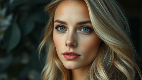 Blonde woman with soft expression near a window.