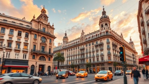 Madrid architecture in vibrant sunset for 5-day travel itinerary.
