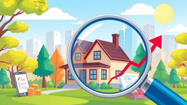 Cartoon illustration of real estate growth, homes for sale in Macon.