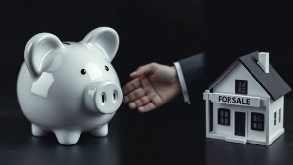 Macon real estate commission splits concept with piggy bank and handshake.