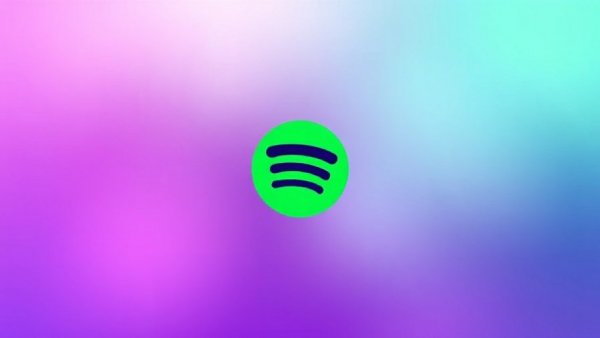 Spotify logo on a vibrant gradient background, symbolic of AI-generated podcasts.