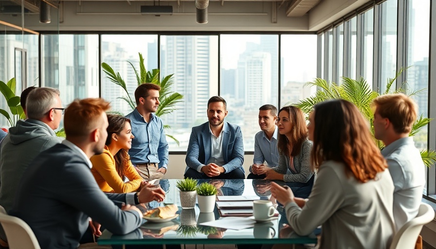 Professionals discussing strategies in a startup meeting room.