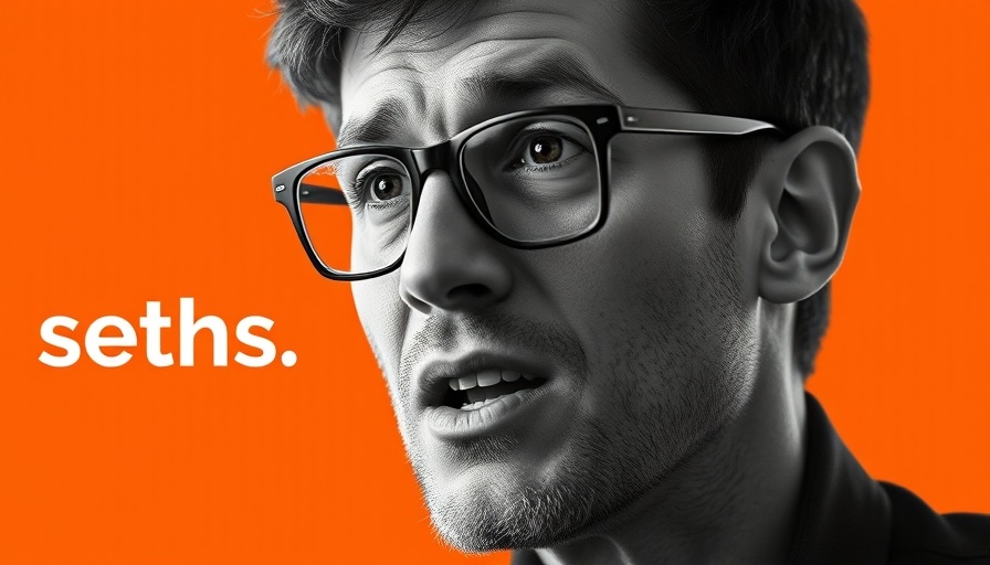 Portrait with glasses on orange background with 'seths.blog'.