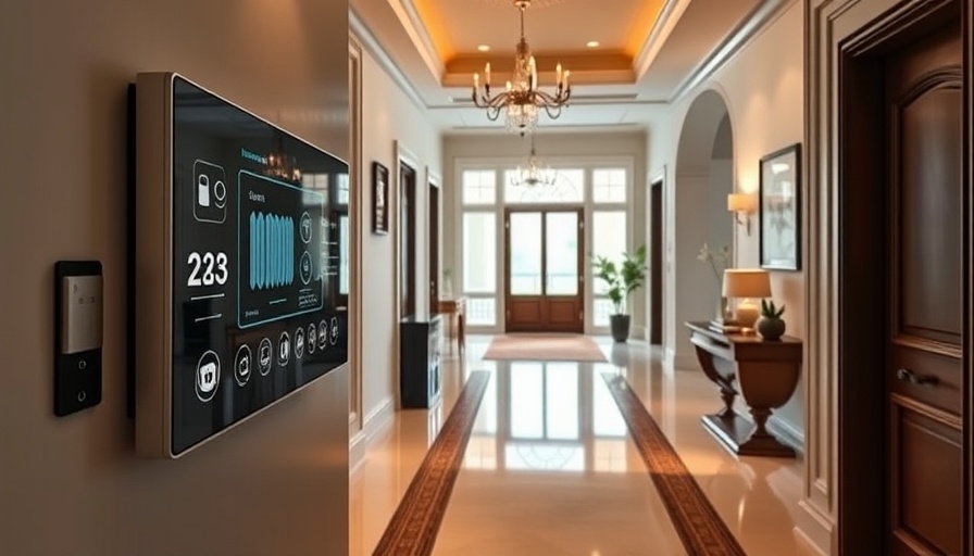 Smart home control panel in a stylish foyer for URC Total Control integration.