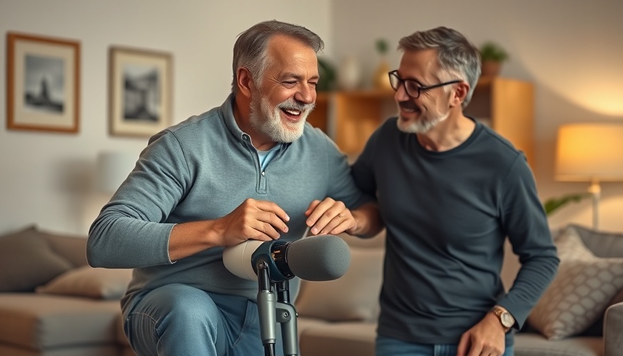 Man with prosthetic leg being supported, highlighting personal injury care.