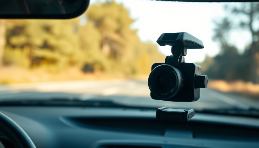 Close-up of dashcam recording road view, useful for car accident claims.
