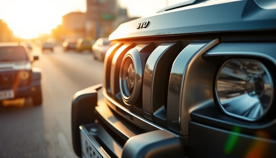Close-up of a vehicle's front grille showcasing pedestrian safety features.