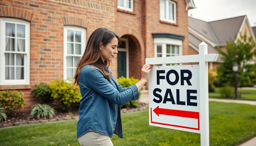 Protecting privacy and security in home sales online, woman with for sale sign.