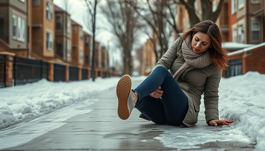 Woman slipped on icy sidewalk illustrating liability in slip and fall accidents.