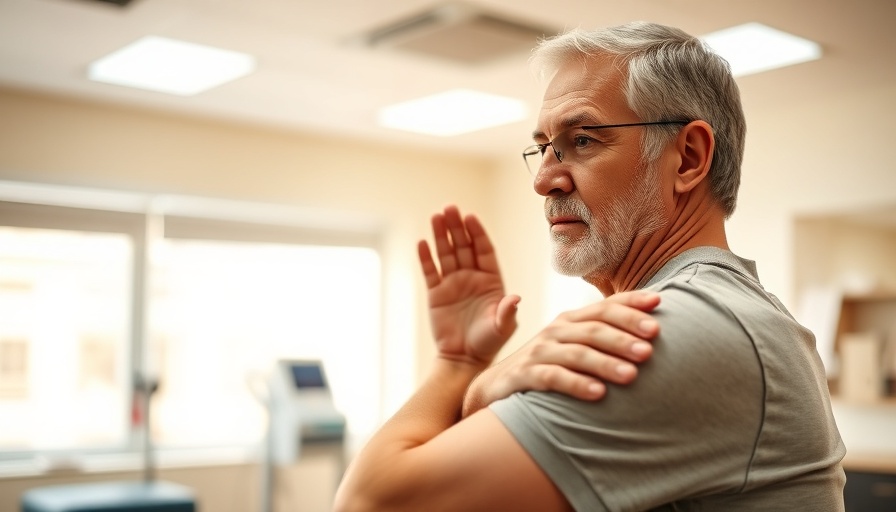 Patient in therapy room treating rotator-cuff tears with exercises.