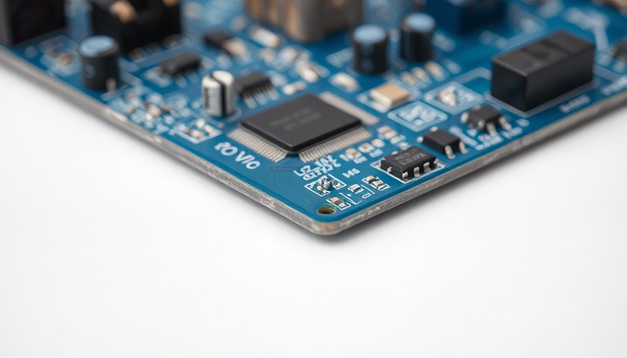Close-up of a blue circuit board with electronic components for home automation.