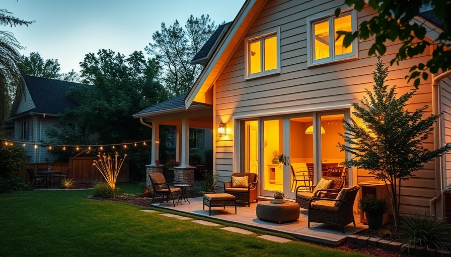 Charming suburban house with vibrant lighting to make your home look occupied while you're away.