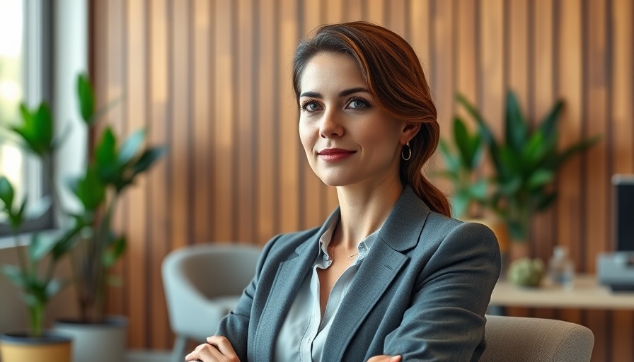 Confident woman in office setting related to personal injury lawsuit.