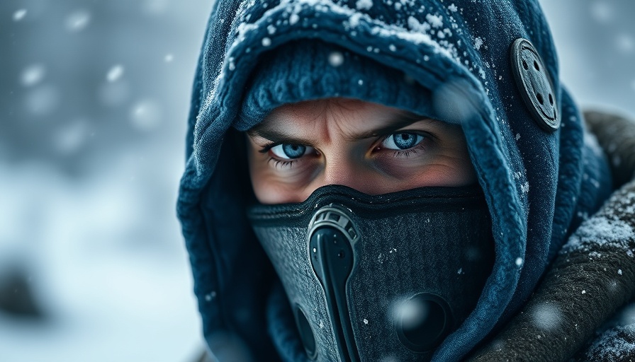 AI in entertainment: Close-up of person in protective gear in snow.