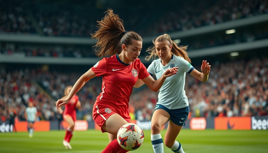 Intense soccer match scene trending on social media.