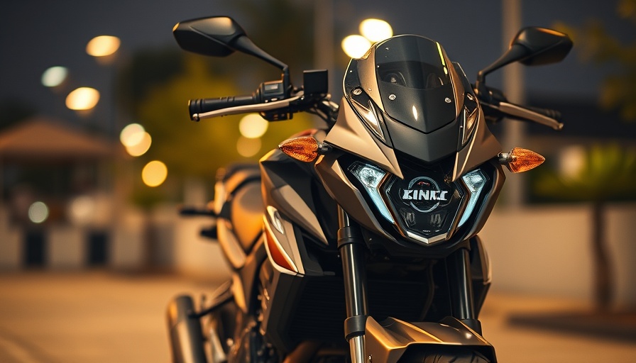 Close-up of modern motorcycle under dim lighting, highlighting accident rights discussion.
