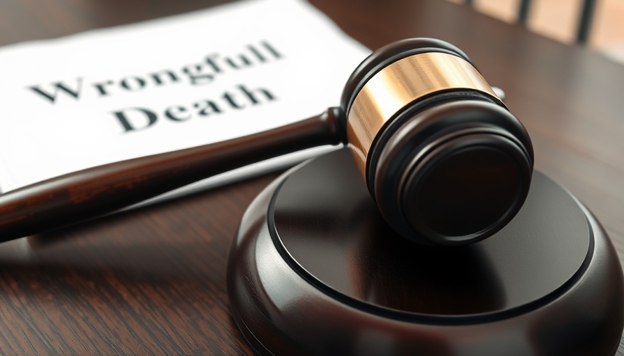Legal desk with wrongful death documents and gavel.