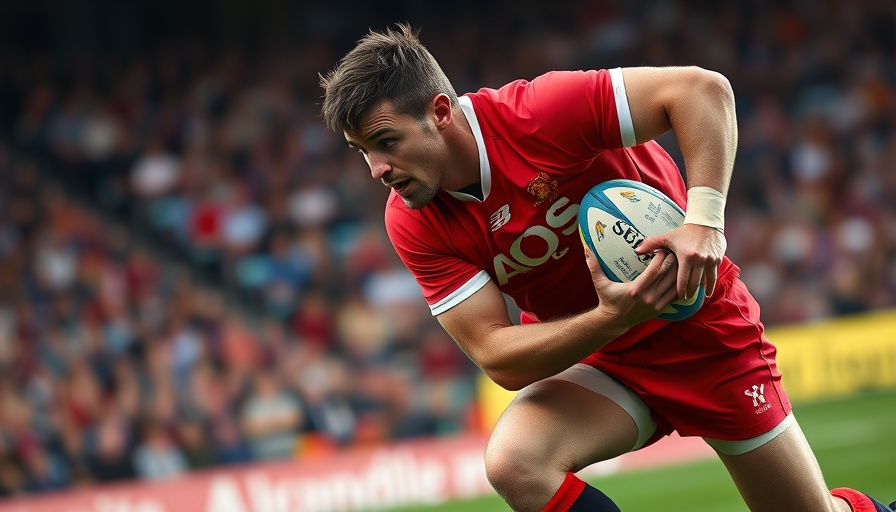 Intense rugby tackle during British and Irish Lions second Test.