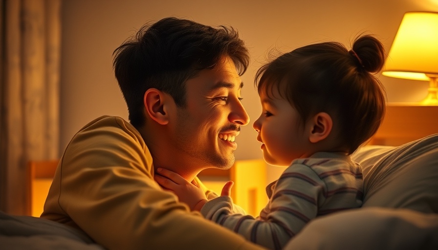 Warm scene of a parent kissing child goodnight, cozy bedroom atmosphere.