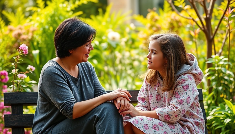 Mother and daughter discussing hidden costs of home break-ins in a garden.