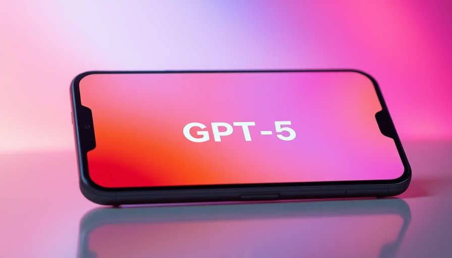 GPT-5 AI Model Release on smartphone screen with gradient background.