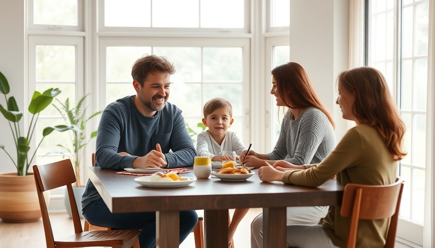 Family using devices at home, illustrating smart home security features.