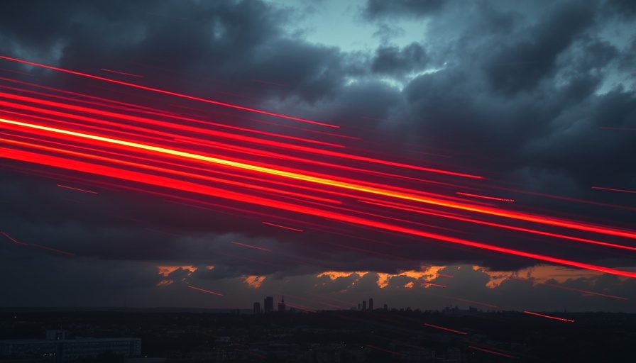 Breaking news today: Streaks of light across cloudy sky.