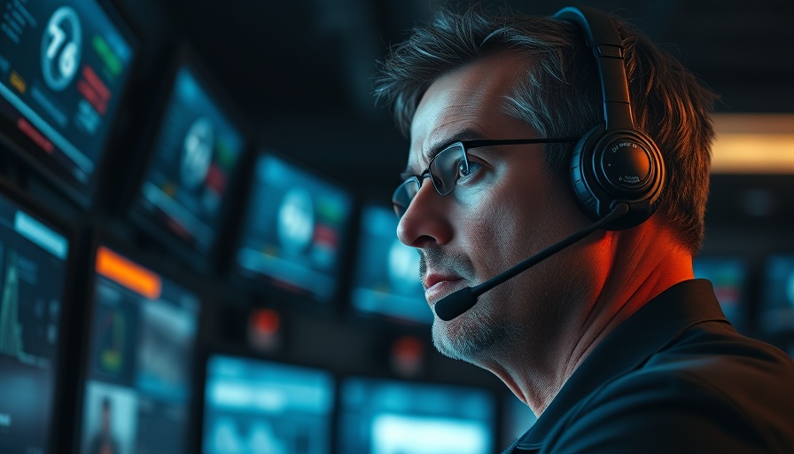 Man using proactive video surveillance in a control room.