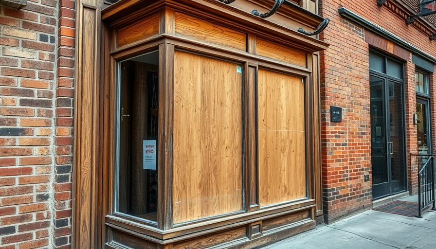 Storefront boarded up after business break-in, urban setting