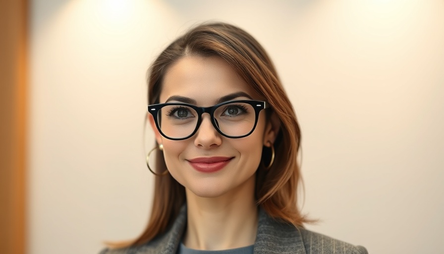 Confident woman in glasses discussing business news today