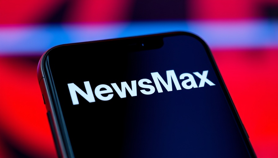 Smartphone showing Newsmax logo, related to Fox News Antitrust Lawsuit.