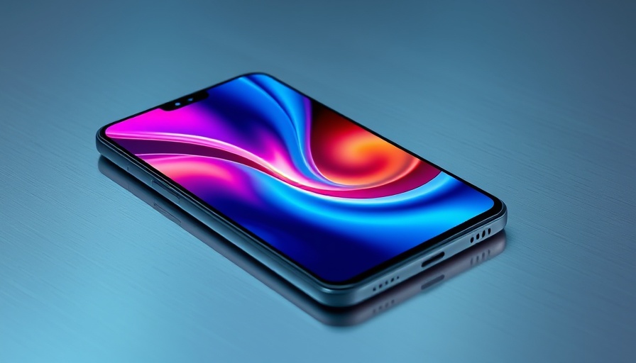 Sleek foldable smartphone with vibrant display on a metal surface.