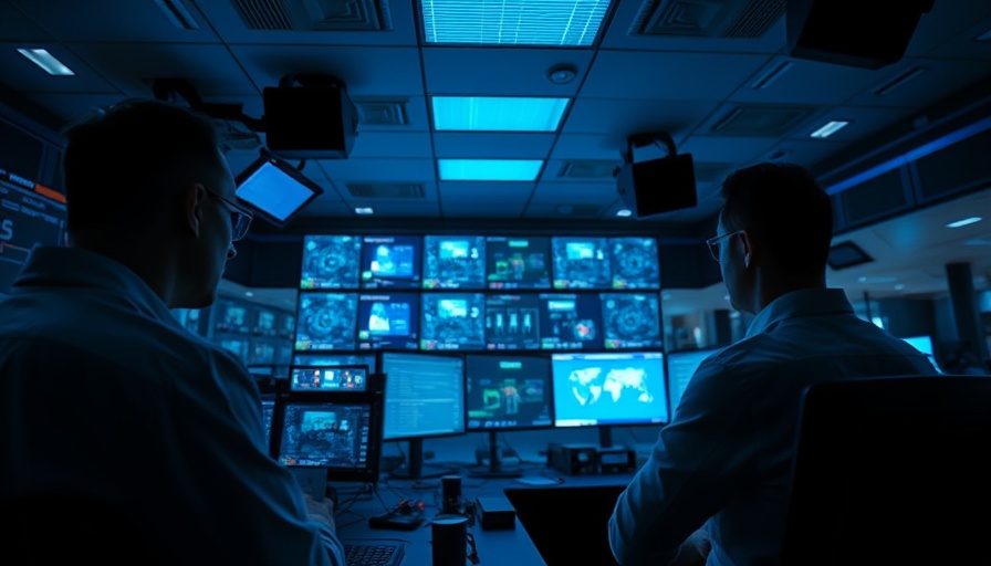Proactive video surveillance room with operators and monitors.