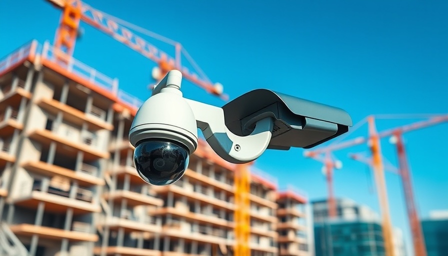 Modern security camera providing perimeter protection at construction site.