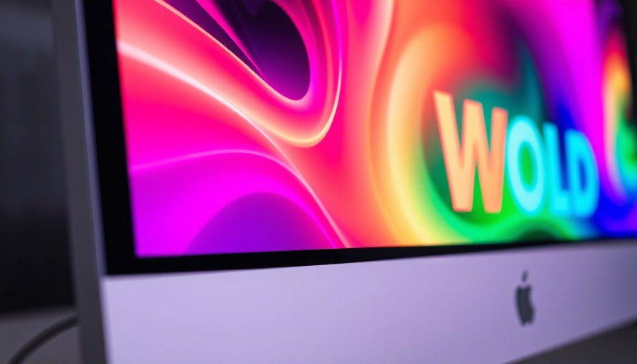 Affordable Mac Desktop for less than $500 on colorful promo background