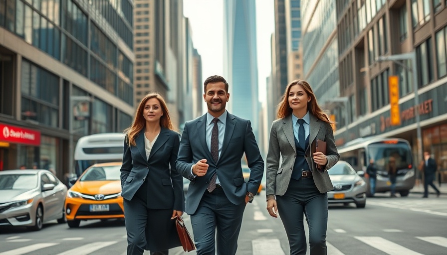 Business news today: professionals walking on a city street