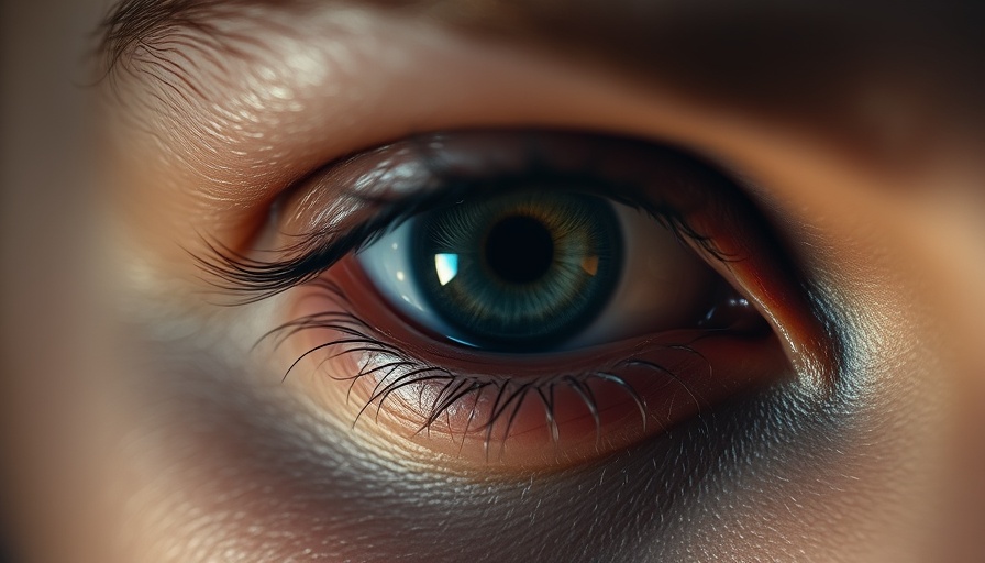 Close-up of an eye with intense reflection and shadowed lighting, illustrating semaglutide's potential to protect against diabetes-related blindness.