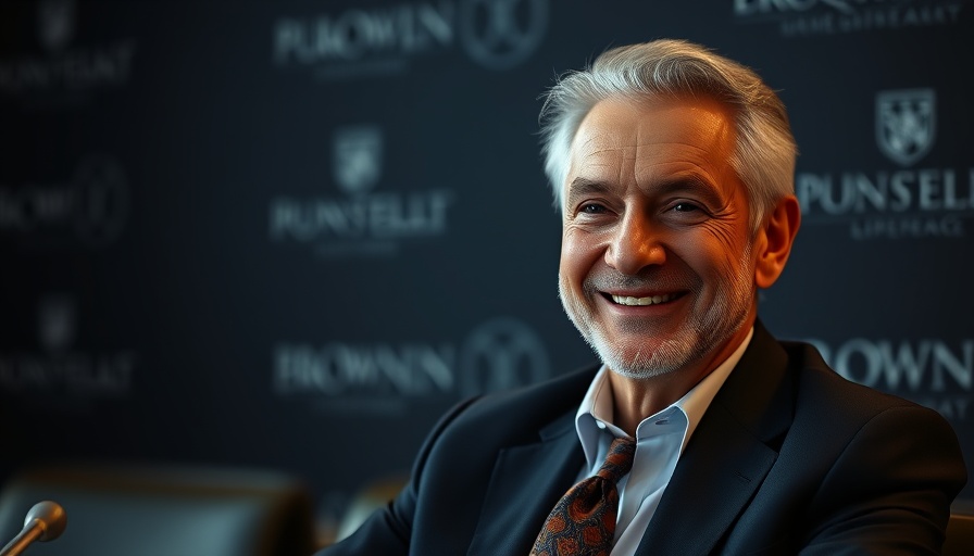 Distinguished older male smiling at business event