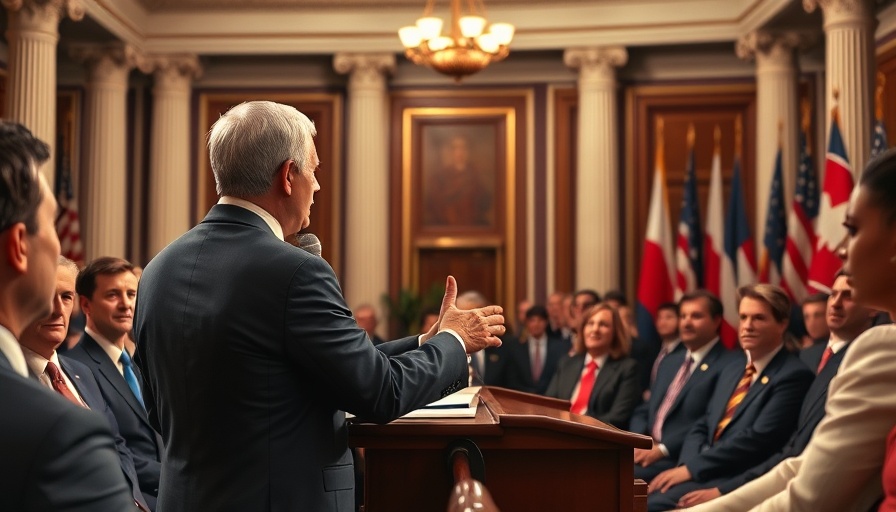 Speaker discusses Trump's strategy for US investments at formal event.