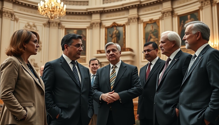 Politicians discussing 2025 government shutdown funding negotiations in a building.